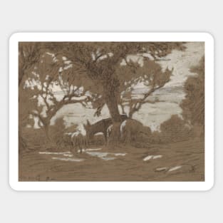 Mt. Colognola - Sheep Grazing on Lake Trasimeno by Elihu Vedder Magnet